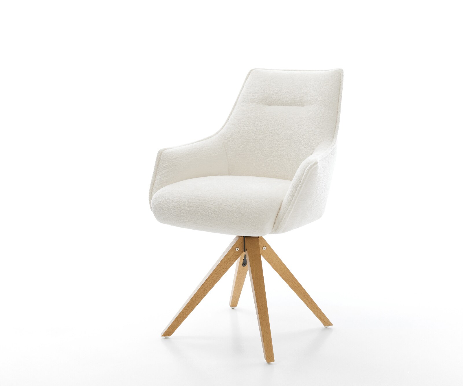 Drehstuhl Alja-Flex mit Armlehnen Bouclé Soft Beige Holzgestell kantig Natu günstig online kaufen