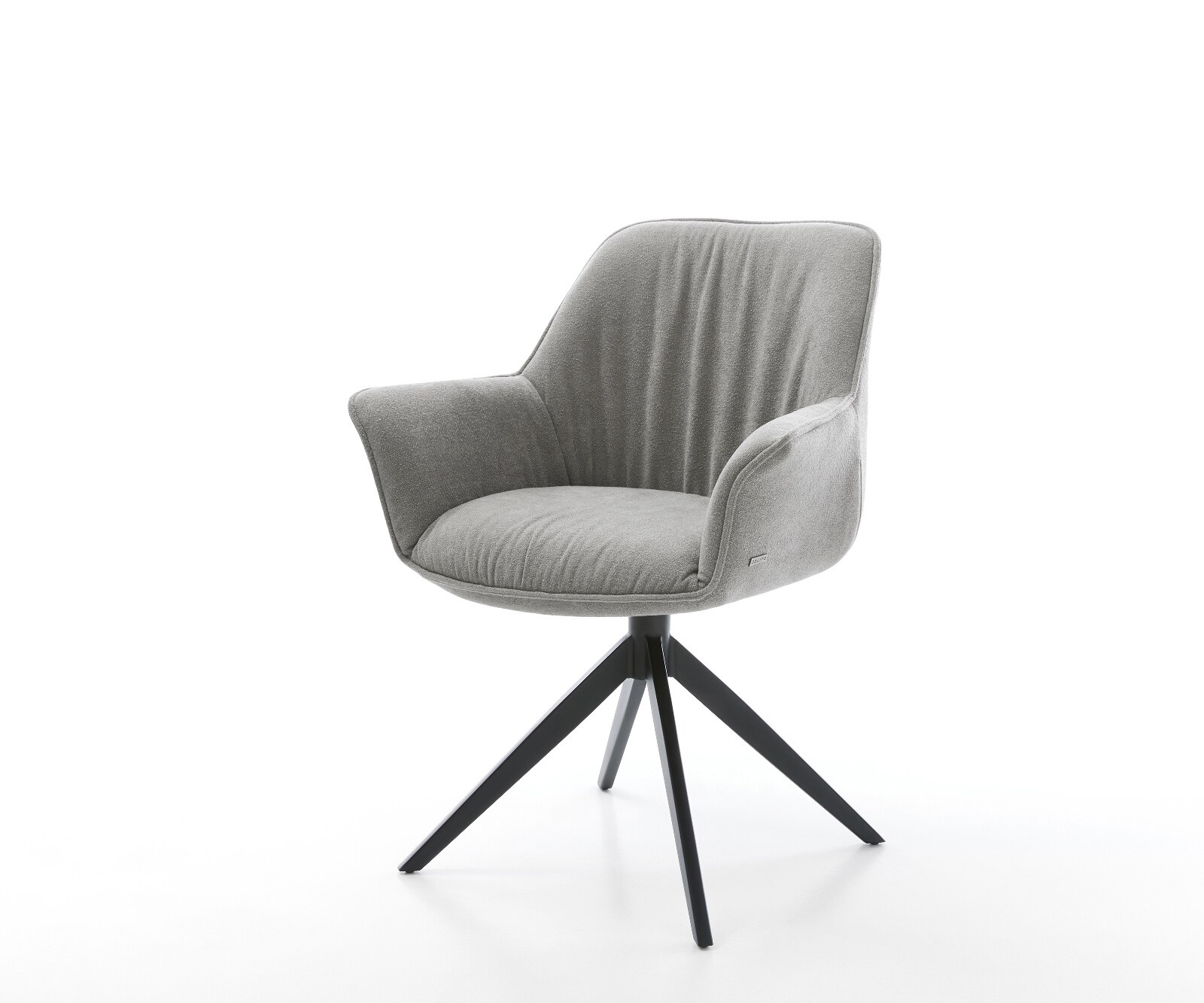 Chaise-pivotante Keila-Flex avec accoudoirs tissu structuré doux gris pied croisé large noir pivotement sur 360° fonction bascule