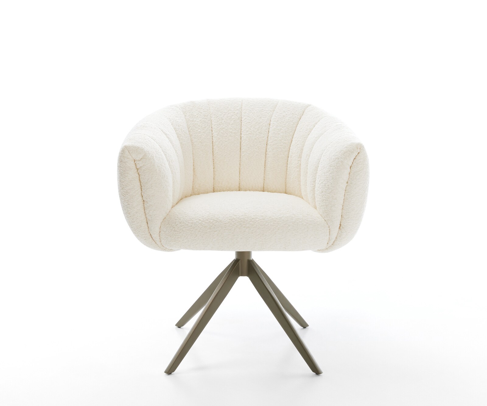 Drehstuhl Jada-Flex Bouclé Weiß Kreuzgestell breit Effektfinish Titan 360° drehbar Wippfunktion Taschenfederkern 2