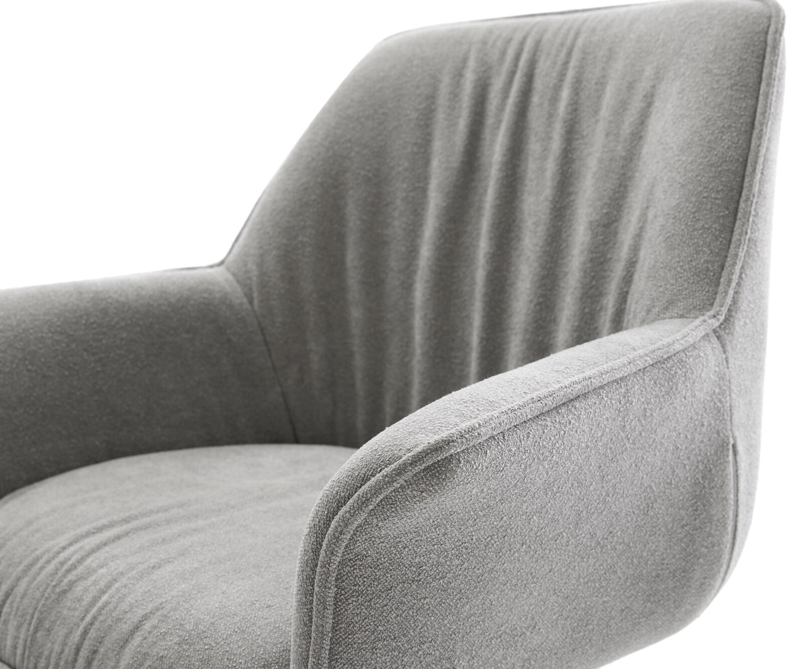 Drehstuhl Keila-Flex mit Armlehnen Strukturstoff Soft Grau Holzgestell kantig Natur 180° drehbar 3