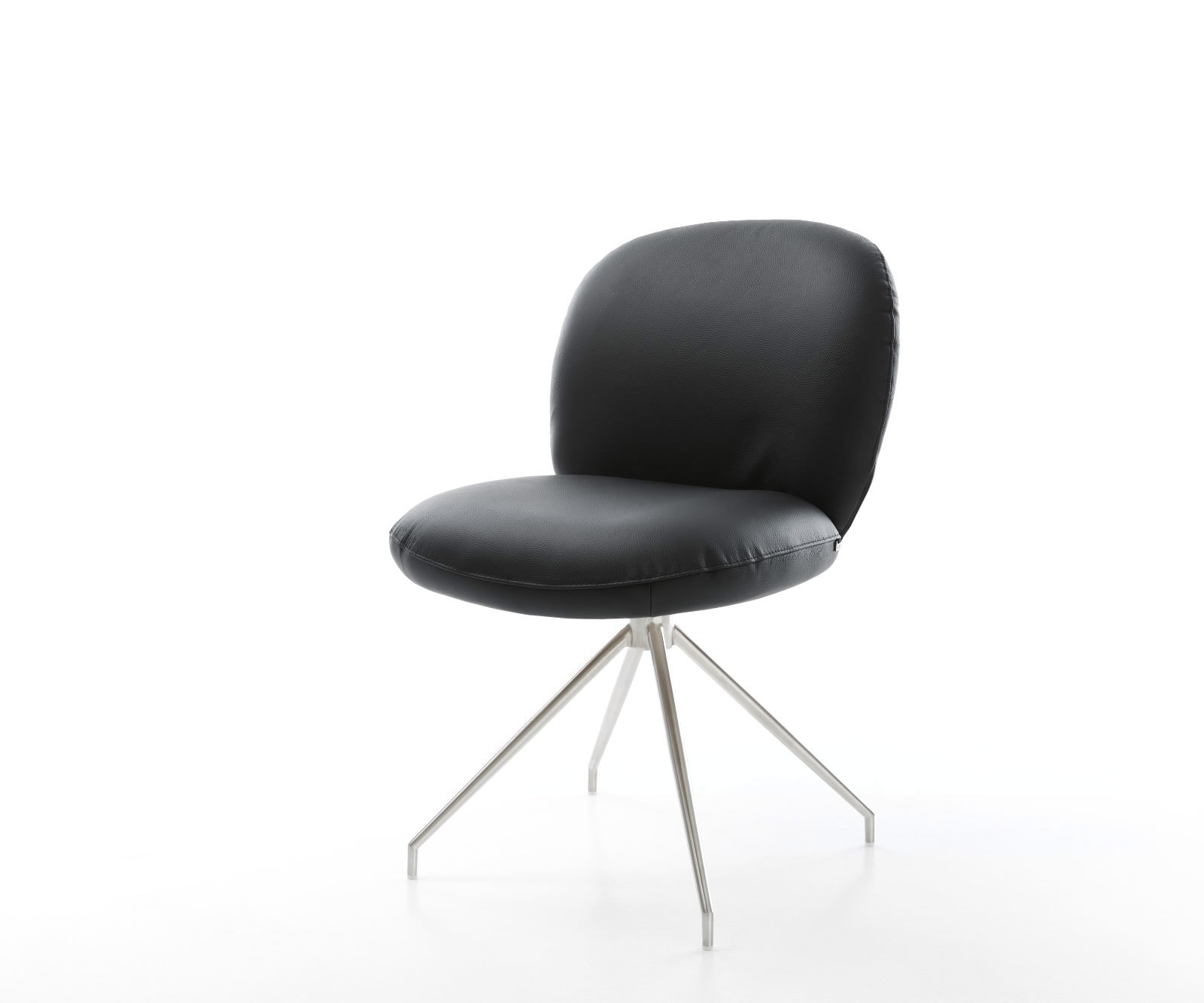 Drehstuhl Nube-Flex Echt-Leder Schwarz Kreuzgestell konisch Edelstahl 180° drehbar Taschenfederkern Drehstuhl Nube-Flex Echt-Leder Schwarz Kreuzgestell konisch Edelstahl 180° drehbar Taschenfederkern