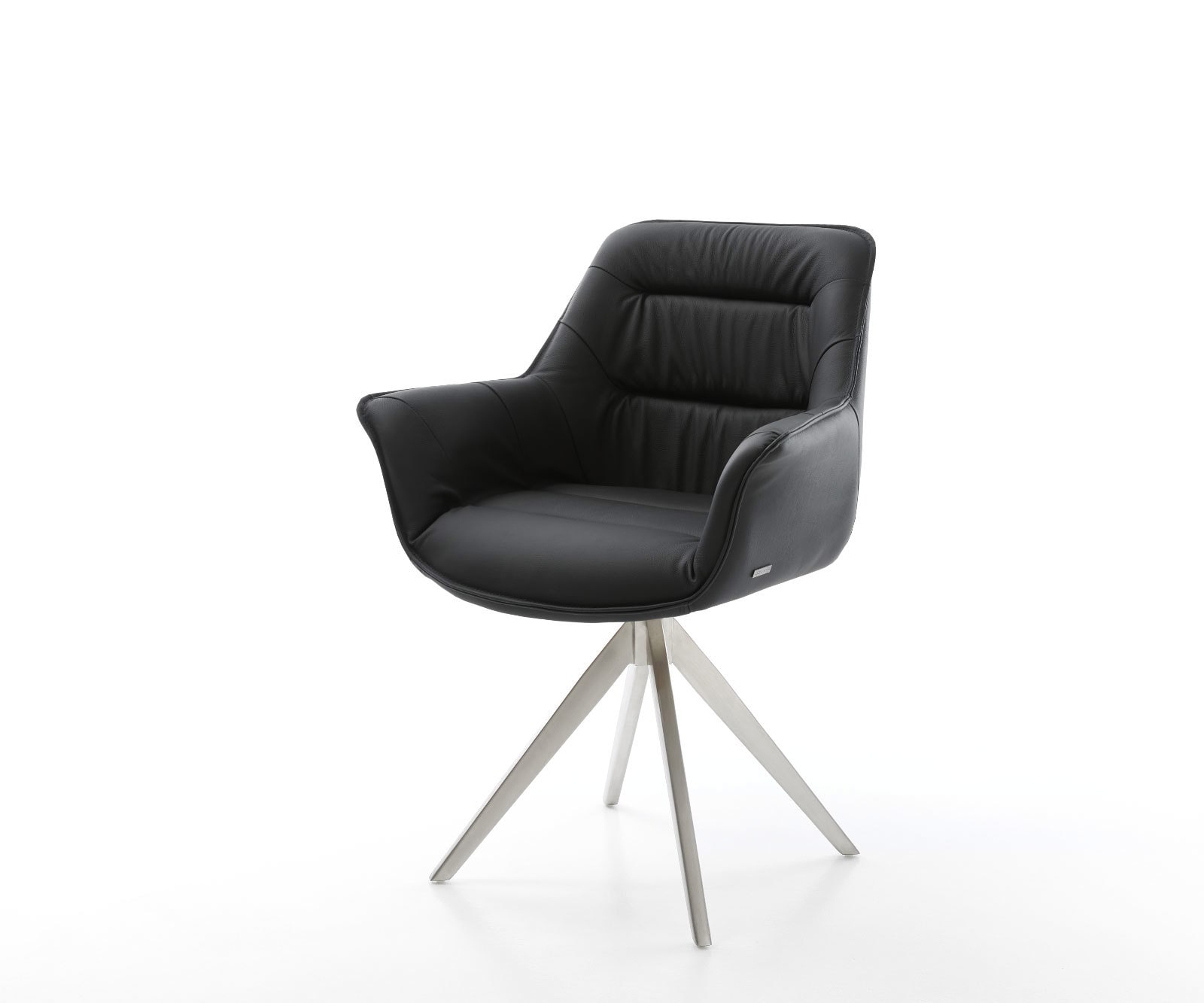 Esszimmerstuhl Kaira-Flex Echt-Leder Schwarz Kreuzgestell kantig Edelstahl Esszimmerstuhl Kaira-Flex Echt-Leder Schwarz Kreuzgestell kantig Edelstahl