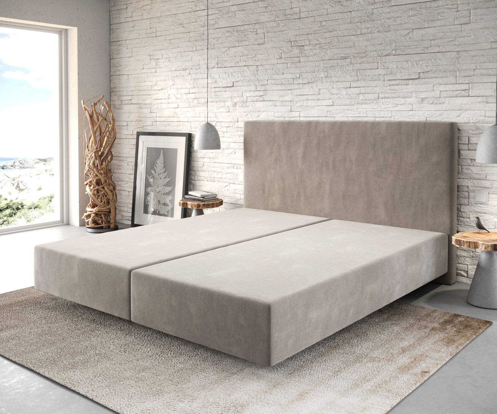 Boxspringgestell Dream-Well 180x200 cm Mikrofaser Beige Boxspringgestell Dream-Well 180x200 cm Mikrofaser Beige