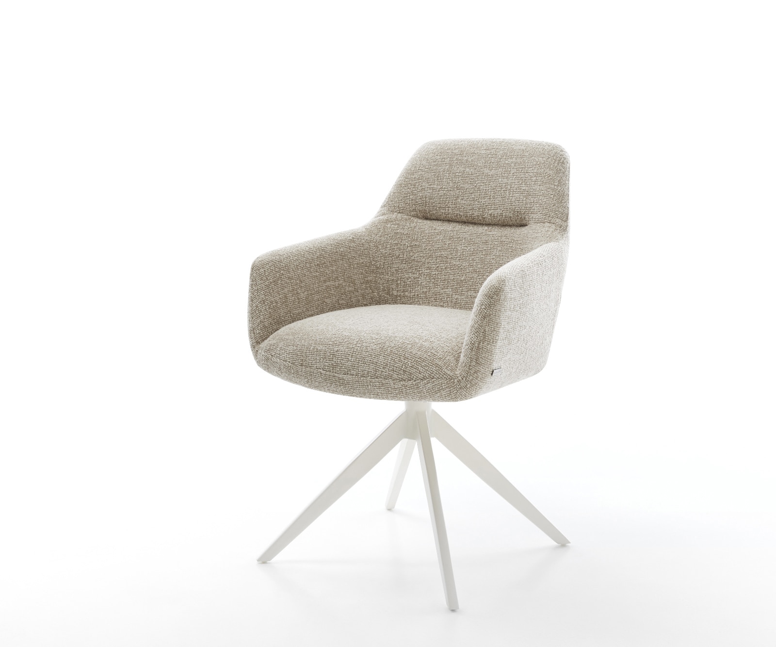 Drehstuhl Pejo-Flex Webstoff Soft Beige Kreuzgestell breit Weiß 360° drehbar Wippfunktion Taschenfederkern