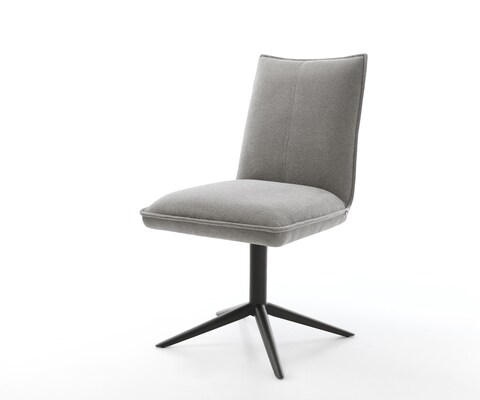 Drehstuhl Lelio-Flex Strukturstoff Soft Grau Fußkreuz Schwarz 360° drehbar Wippfunktion Taschenfederkern