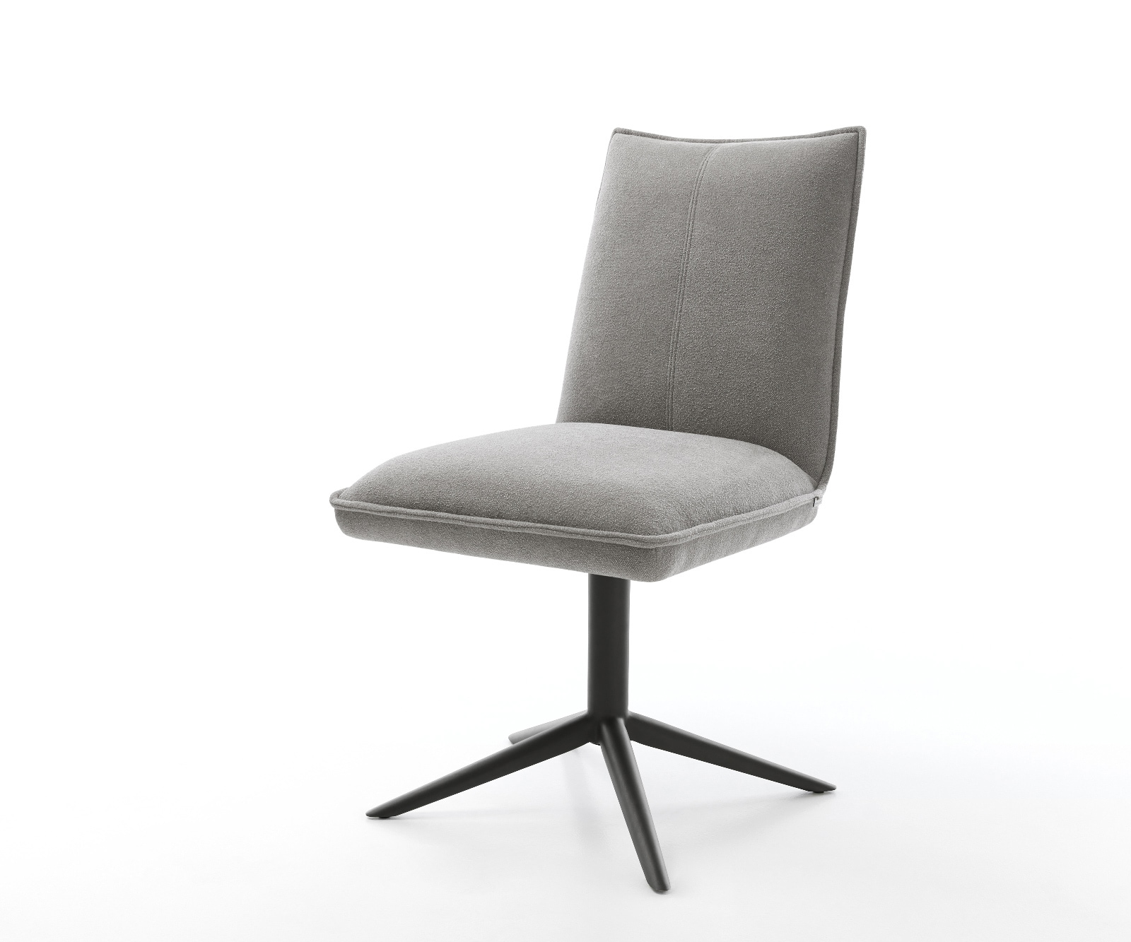 Drehstuhl Lelio-Flex Strukturstoff Soft Grau Fußkreuz Schwarz 360° drehbar Wippfunktion Taschenfederkern