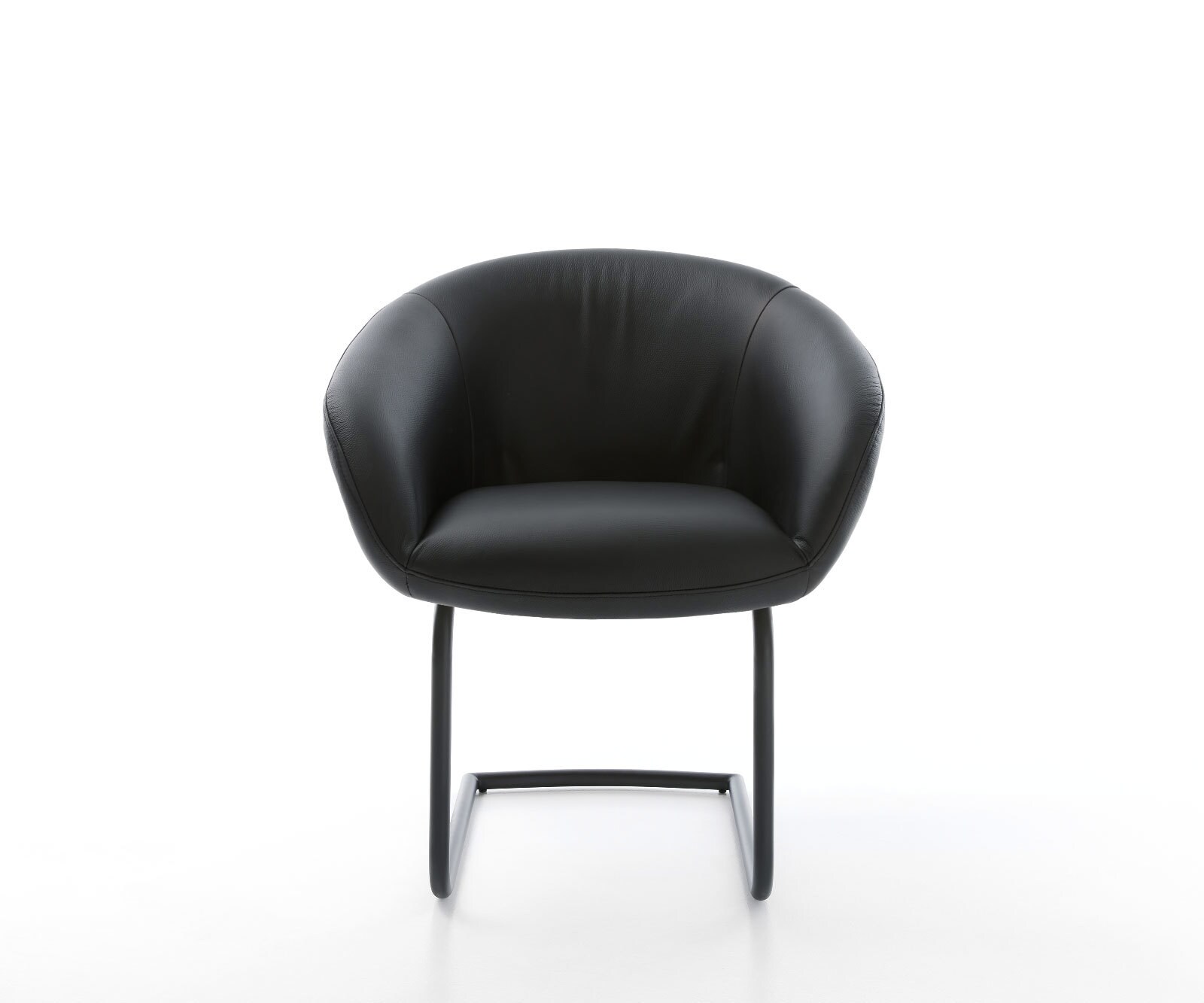 Freischwinger Vinka-Flex mit Armlehnen Echt-Leder Schwarz Freischwinger rund Schwarz Taschenfederkern 1