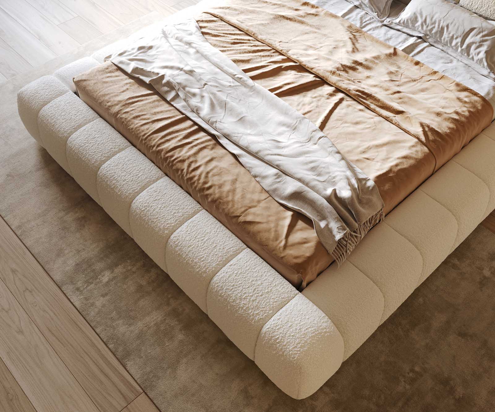 Polsterbettgestell Cutio 180x200 cm Bouclé Creme-Weiß 5