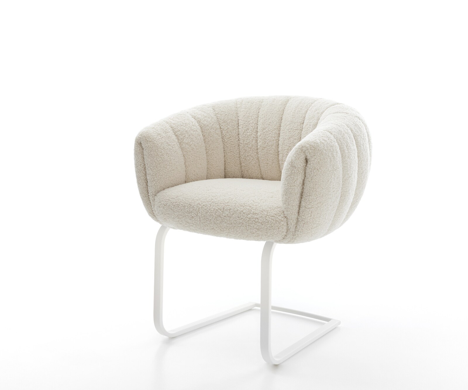 Freischwinger Jada-Flex Teddystoff Beige Freischwinger flach Weiß Taschenfederkern