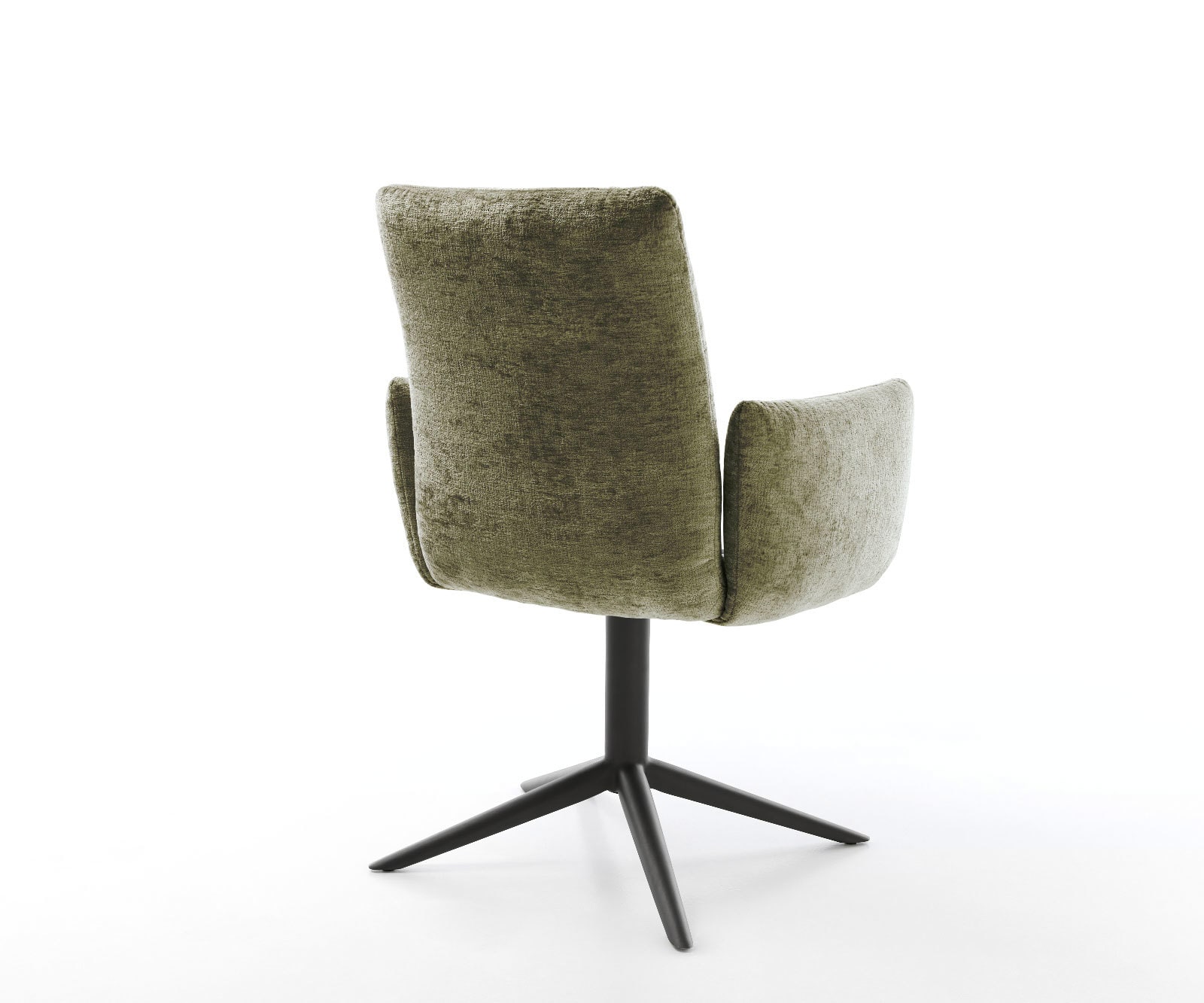 Drehstuhl Jova-Flex mit Armlehnen Chenille Olive Fußkreuz Schwarz 360° drehbar Wippfunktion Taschenfederkern 4