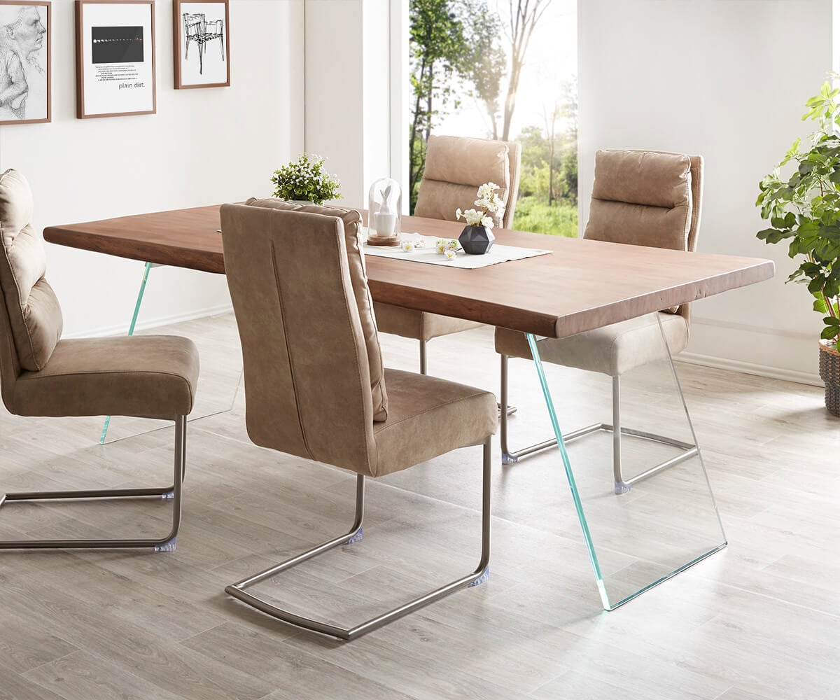 Esstischplatte Edge 200x100cm XL Akazie Braun Live-Edge 4