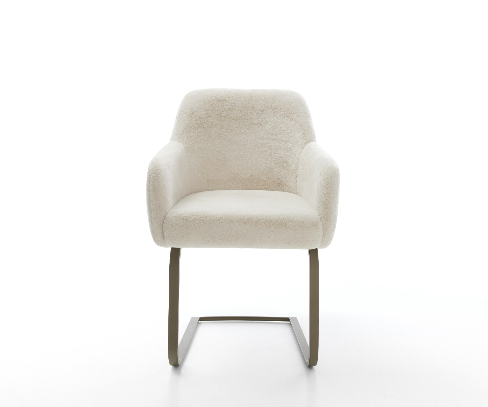 Freischwinger Greg-Flex Plüsch Creme-Weiß Freischwinger flach Effektfinish Titan Taschenfederkern 2