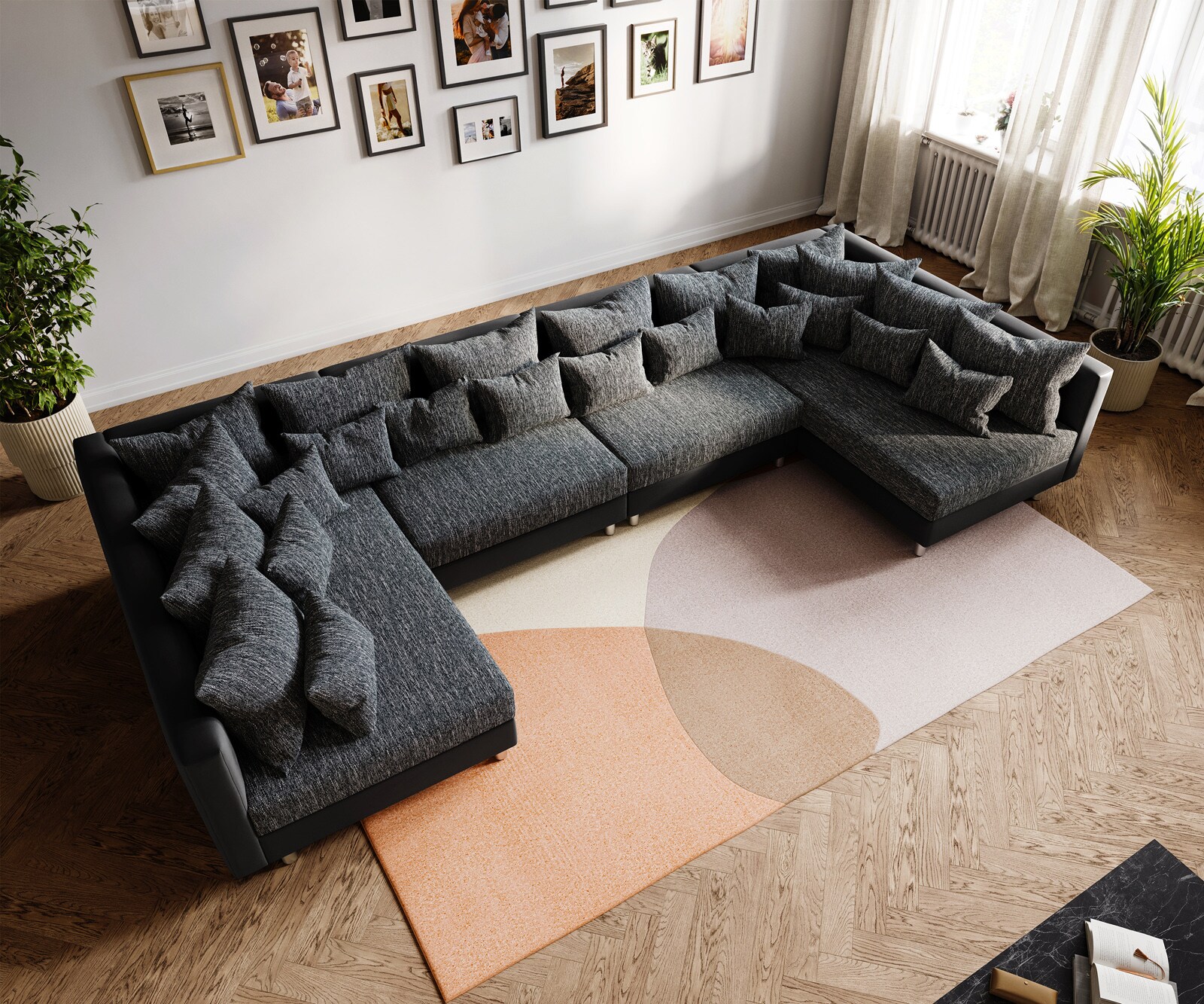 Wohnlandschaft Clovis XL Schwarz Modulsofa erweiterbar 3