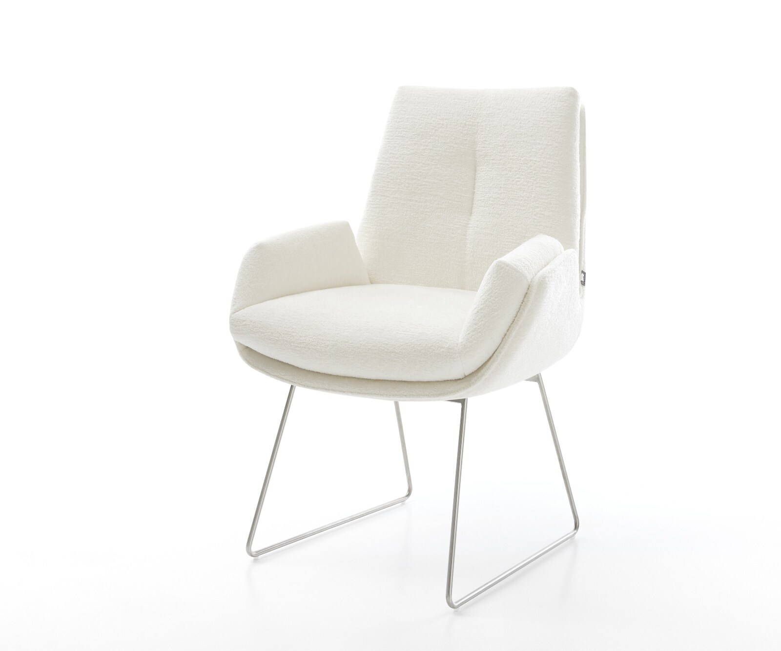 Esszimmerstuhl Clea-Flex Bouclé Soft Beige Kufengestell Edelstahl günstig online kaufen