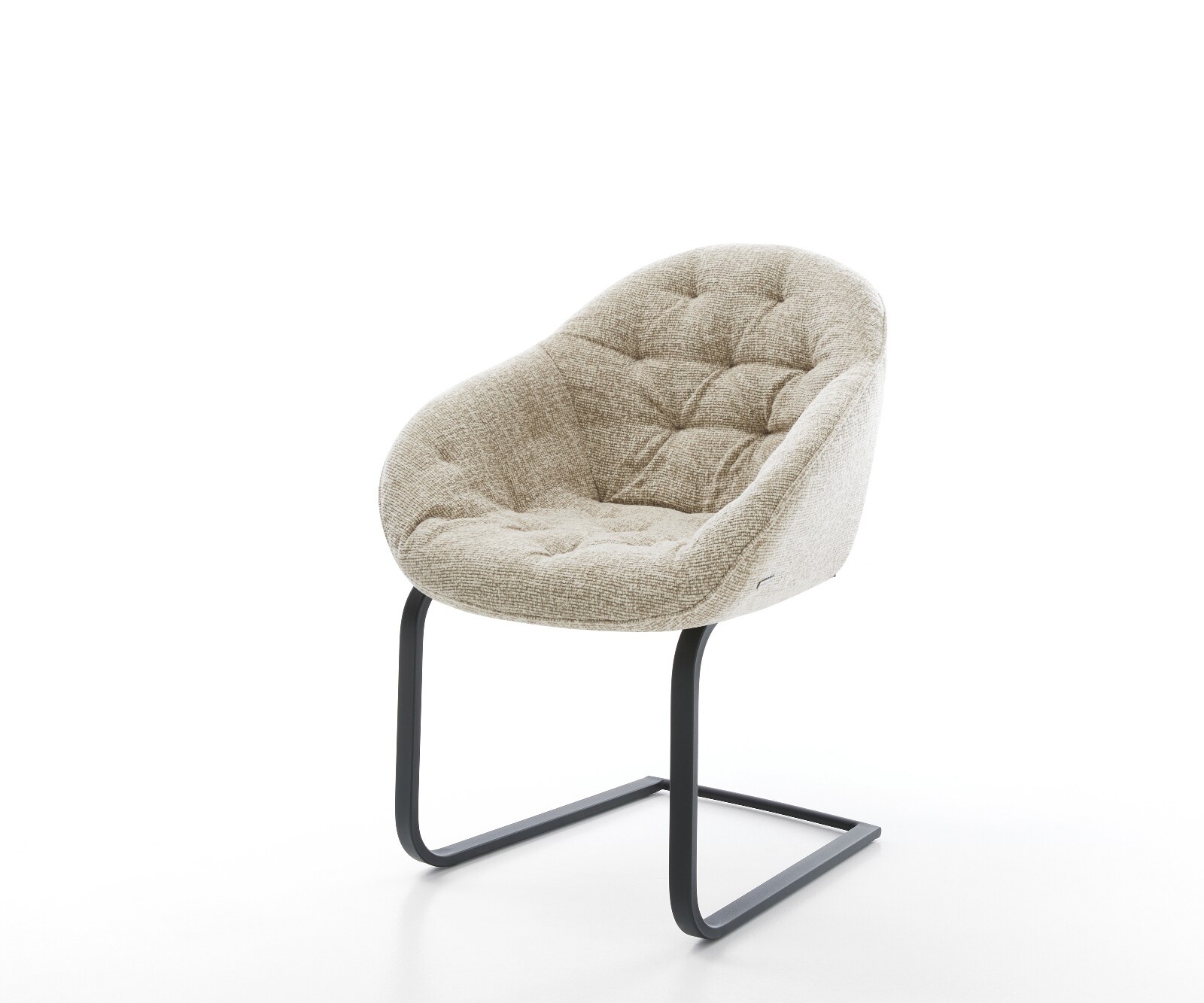 DELIFE Freischwinger Gaio-Flex Webstoff Soft Beige Freischwinger flach Schwarz