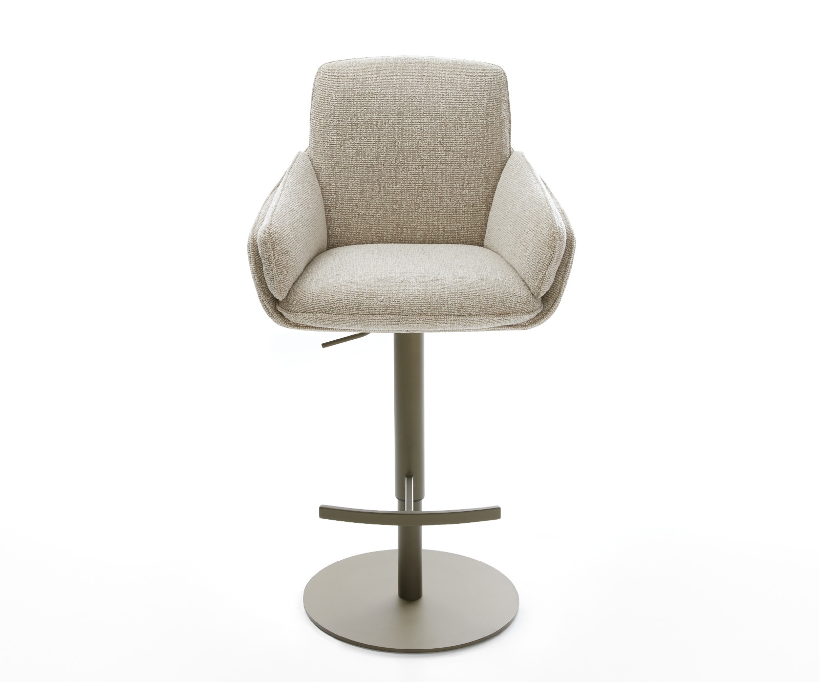 Barstuhl Luan-Flex Webstoff Soft Beige Drehfuß höhenverstellbar Metall Titanfarben 1