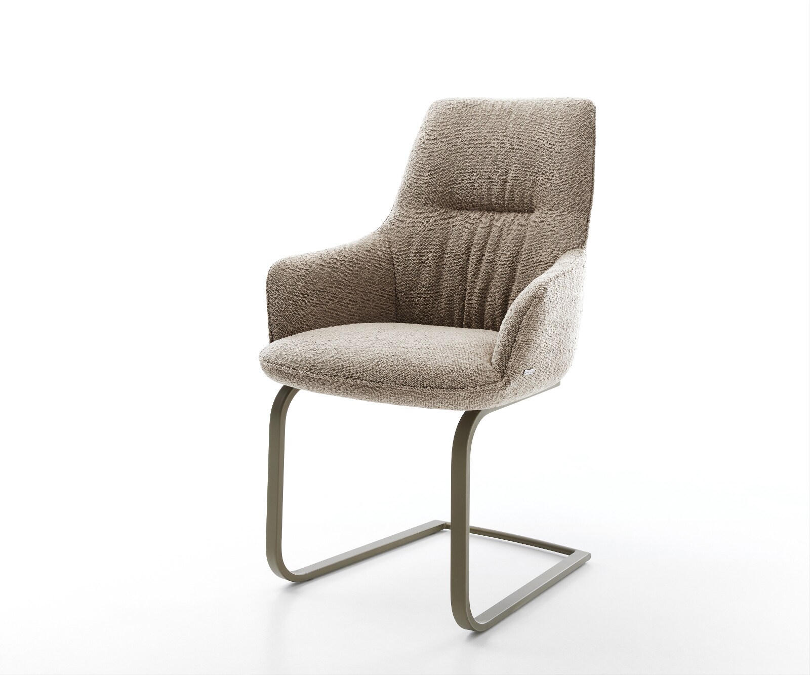 Freischwinger Zelia-Flex mit Armlehnen Bouclé Schlamm Freischwinger flach Effektfinish Titan Taschenfederkern 1