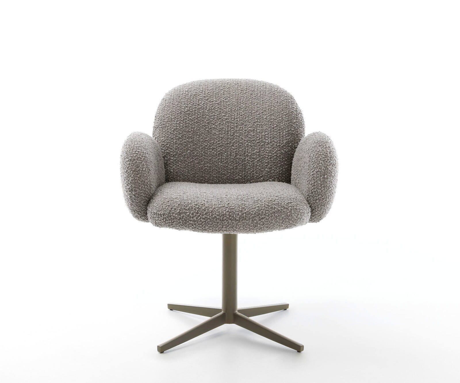 Drehstuhl Nube-Flex mit Armlehnen Bouclé Silbergrau Fußkreuz Effektfinish Titan 360° drehbar Taschenfederkern 1