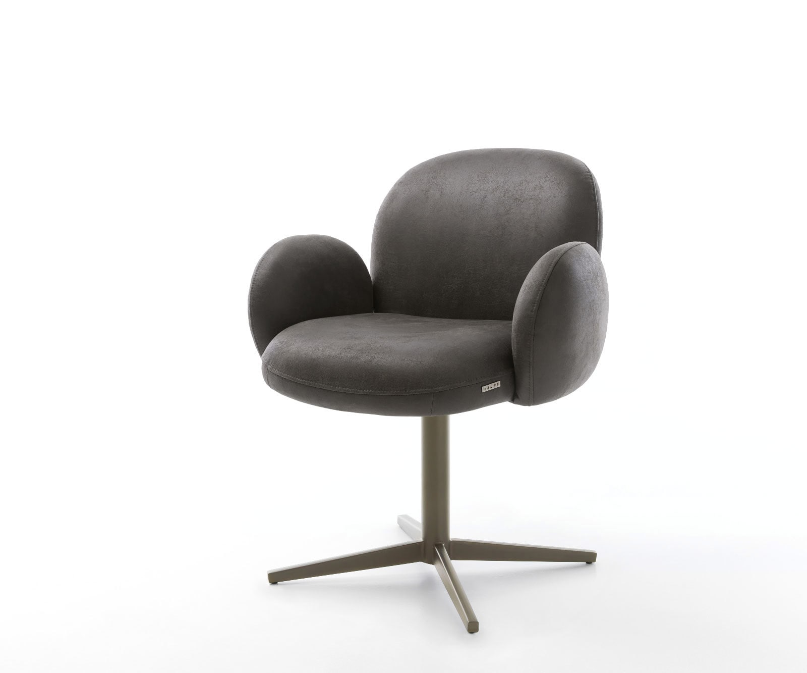 Drehstuhl Nube-Flex mit Armlehnen Mikrofaser Anthrazit Vintage Fußkreuz Effektfinish Titan 360° drehbar Taschenfederkern