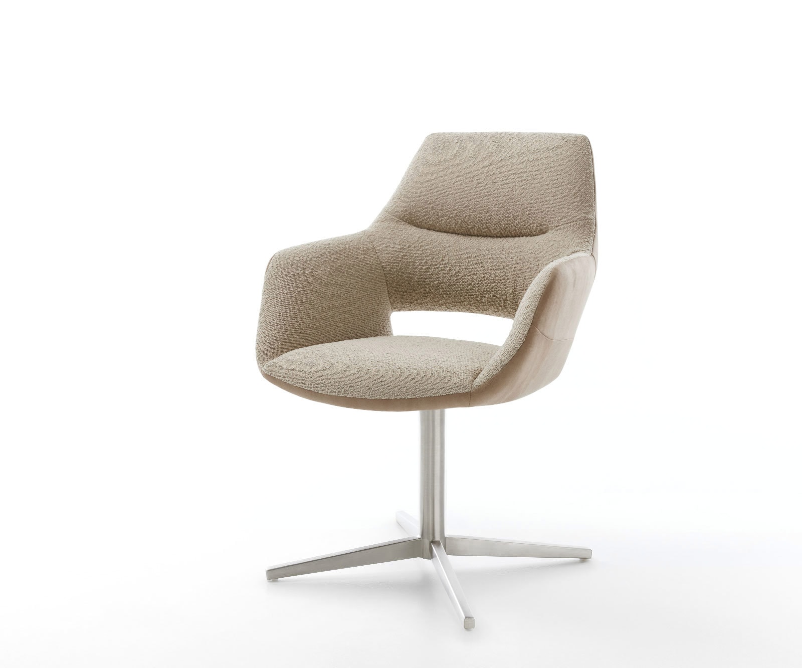 Drehstuhl Yago-Flex mit Armlehnen Materialmix Schlamm Fußkreuz Edelstahl 360° drehbar Taschenfederkern Drehstuhl Yago-Flex mit Armlehnen Materialmix Schlamm Fußkreuz Edelstahl 360° drehbar Taschenfederkern