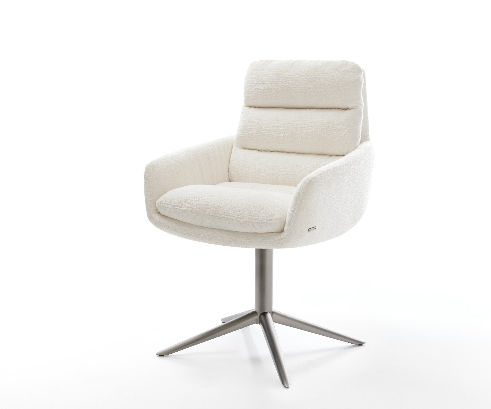 Drehstuhl Abelia-Flex mit Armlehnen Bouclé Soft Beige Fußkreuz Graphit 360° drehbar Wippfunktion