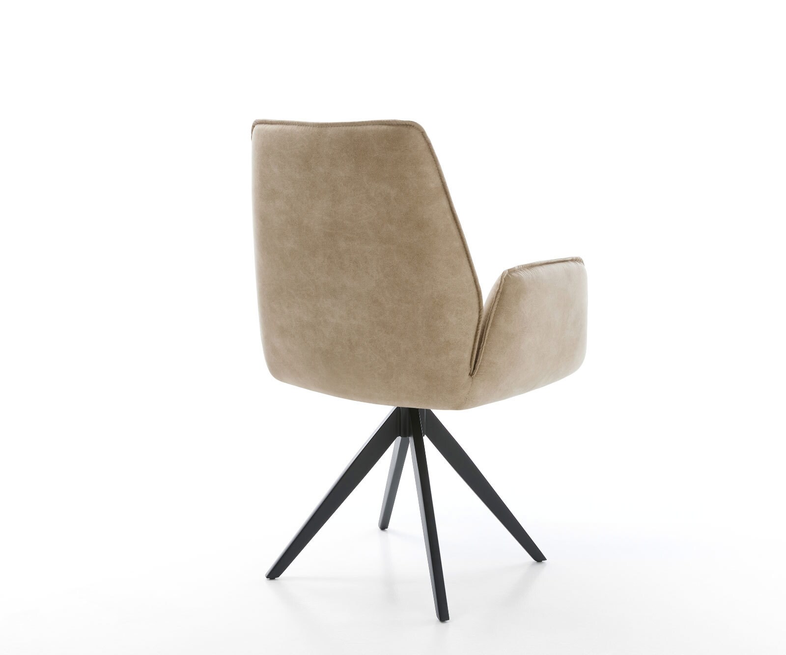 Esszimmerstuhl Zoa-Flex Mikrofaser Beige Vintage Kreuzgestell kantig Schwarz Taschenfederkern 4