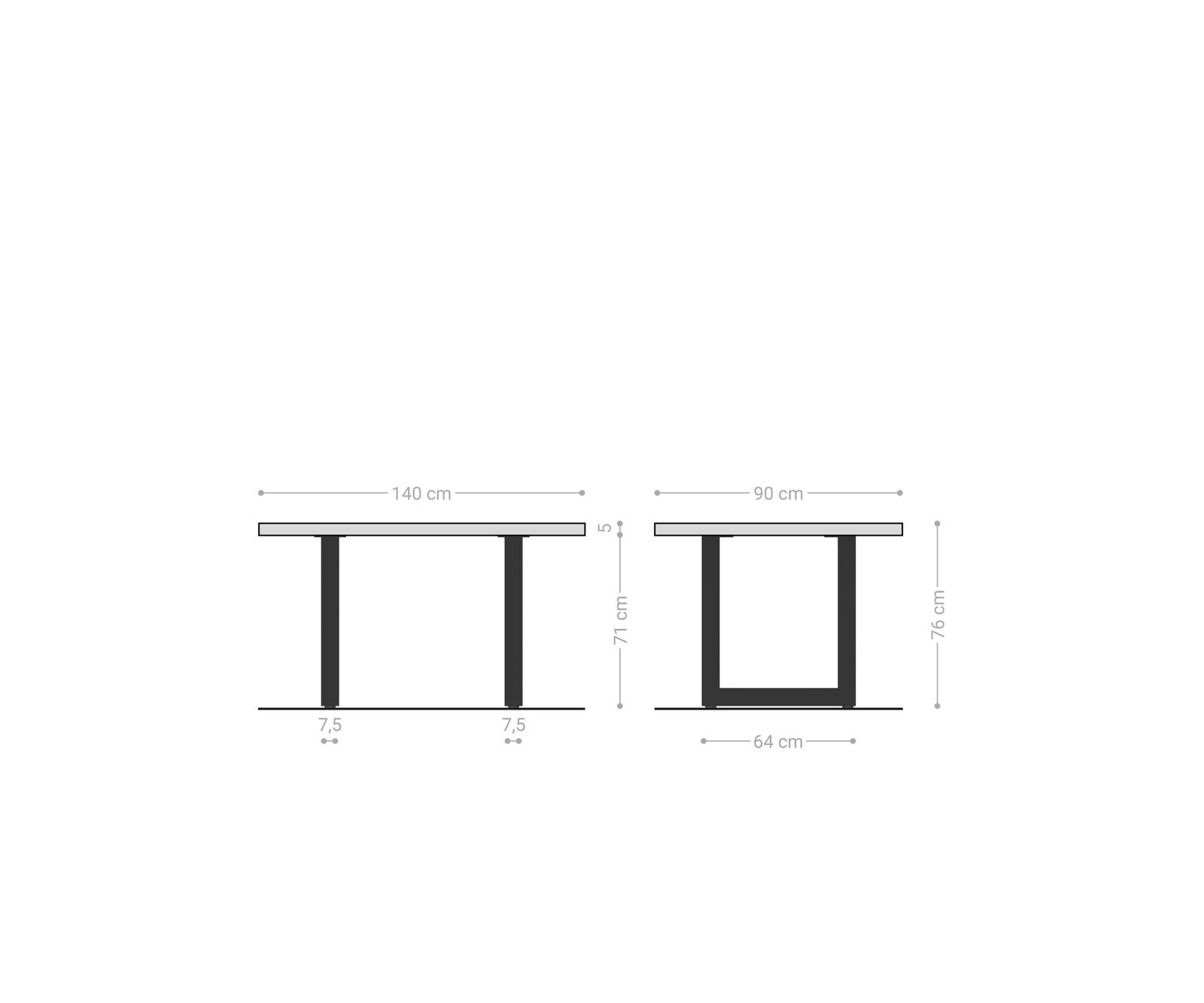 Esstisch Edge 140x90 XL Akazie Natur Edelstahl Breit Live-Edge 6