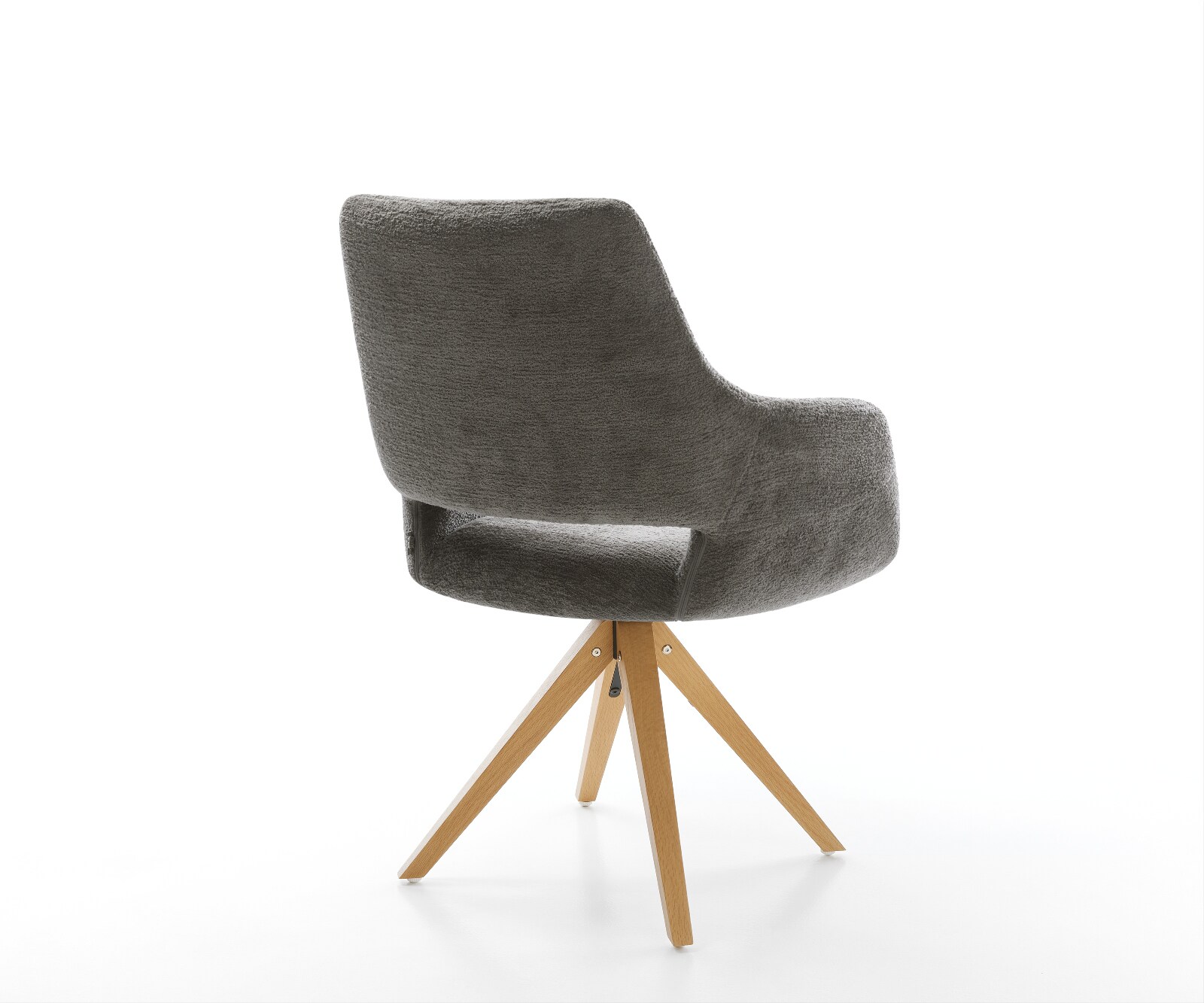 Drehstuhl Yago-Flex mit Armlehnen Bouclé Soft Schlamm Holzgestell kantig Natur 180° drehbar Taschenfederkern 4