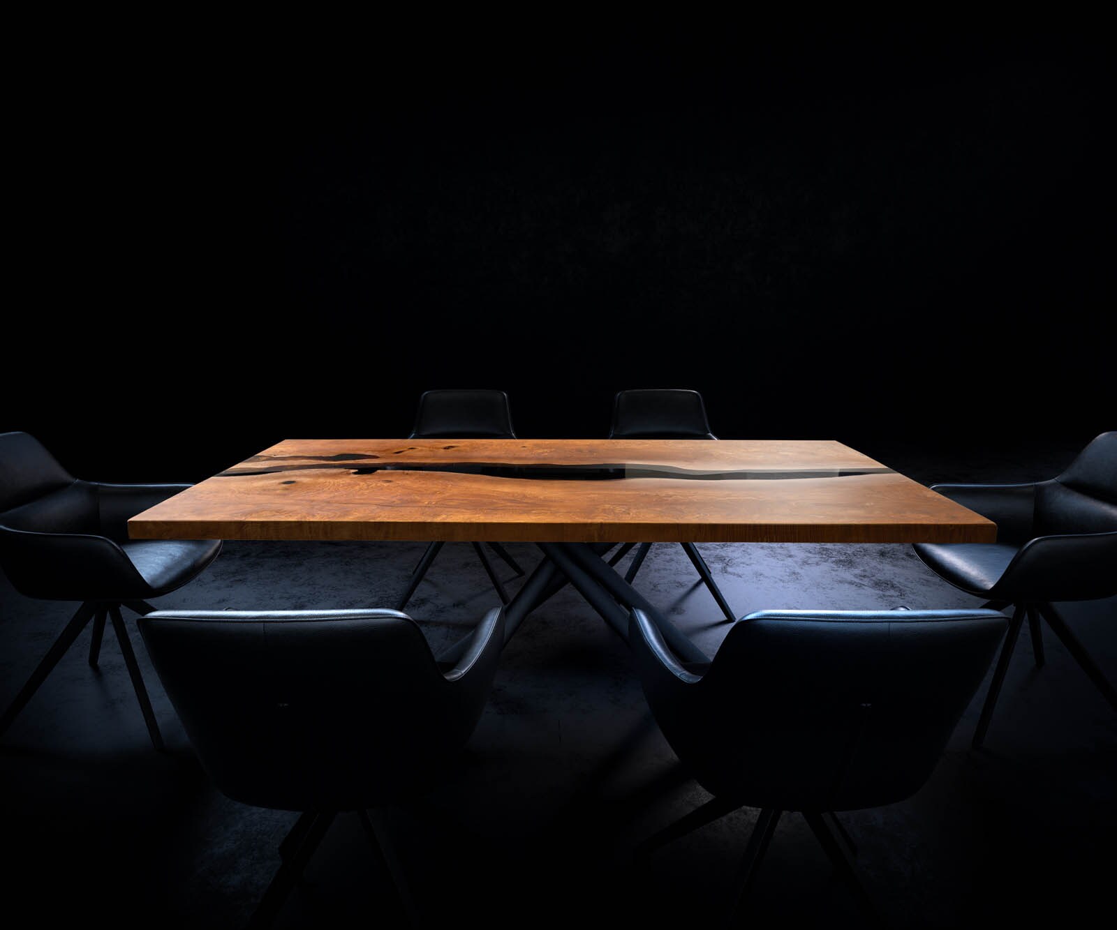 Tischplatte Esche Braun 200 cm Epoxid Schwarz-Transparent Unikat Nr. 32330 9