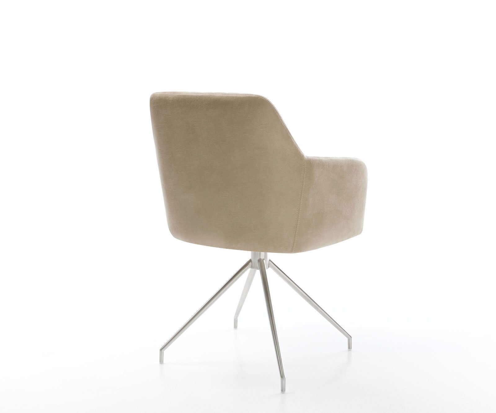 Esszimmerstuhl Greg-Flex Mikrofaser Beige Vintage Kreuzgestell konisch Edelstahl Taschenfederkern 4