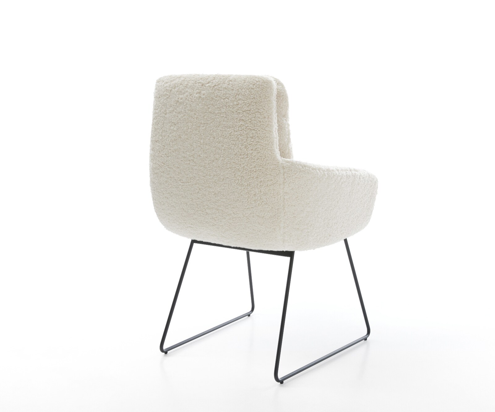 Esszimmerstuhl Abelia-Flex mit Armlehnen Teddystoff Beige Kufengestell Schwarz 5