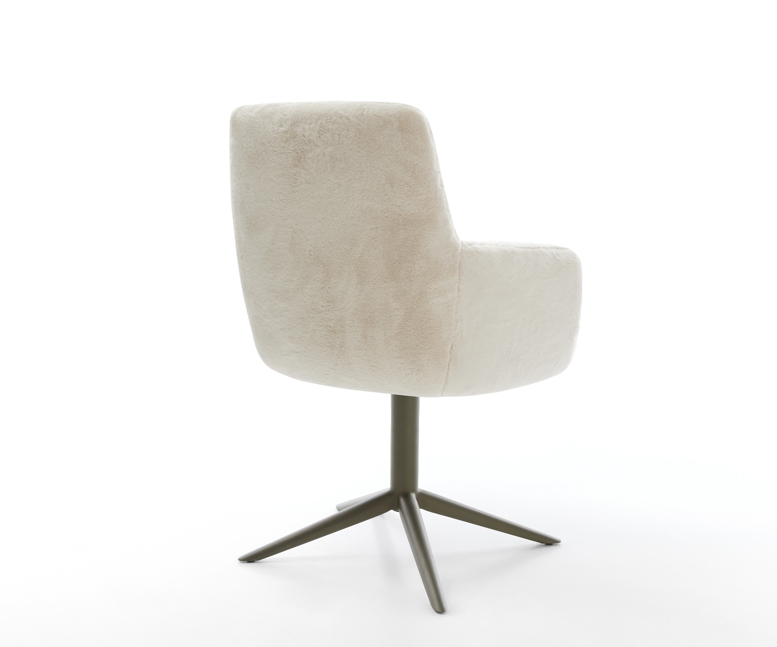 Drehstuhl Heira-Flex mit Armlehnen Plüsch Creme-Weiß Fußkreuz Effektfinish Titan 360° drehbar Wippfunktion Taschenfederkern 4