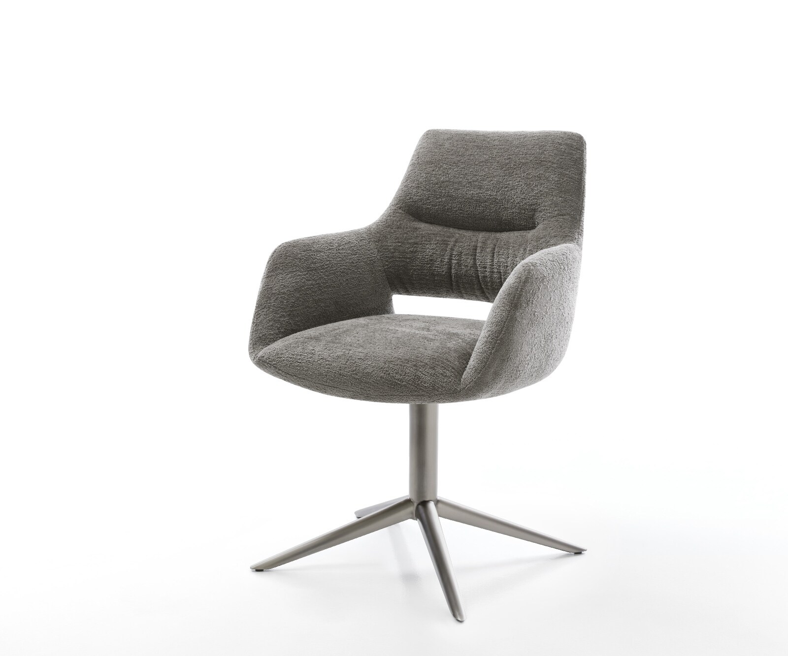 Drehstuhl Yago-Flex mit Armlehnen Bouclé Soft Schlamm Fußkreuz Graphit 360° günstig online kaufen