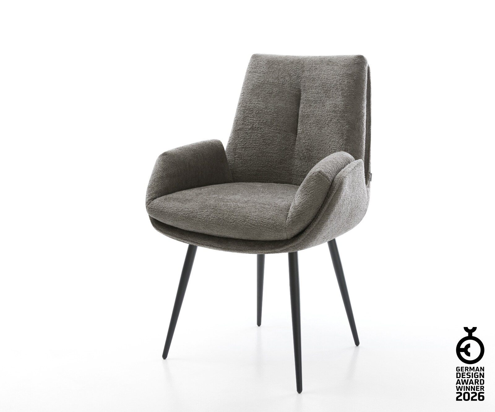 Esszimmerstuhl Clea-Flex Bouclé Soft Schlamm 4-Fuß konisch Schwarz günstig online kaufen