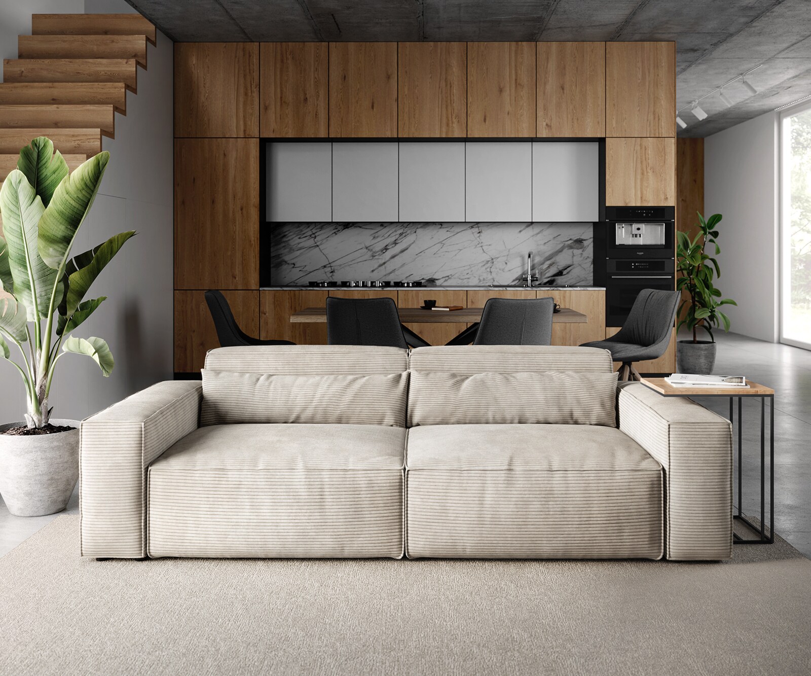 Big-Sofa Sirpio 230x95 cm Cord Beige 1