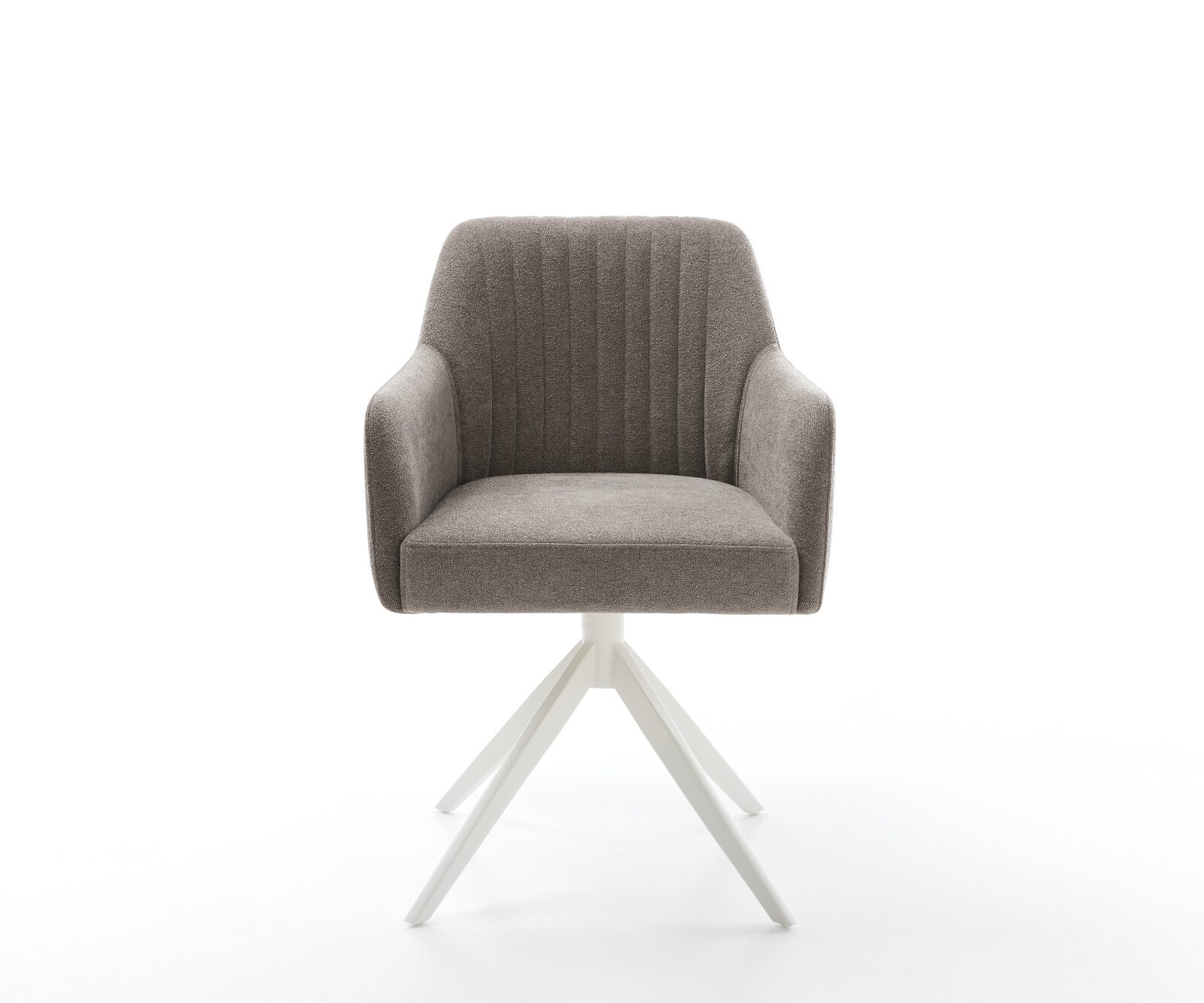 Drehstuhl Greg-Flex Strukturstoff Soft Taupe Kreuzgestell breit Weiß 360° drehbar Wippfunktion Taschenfederkern 2