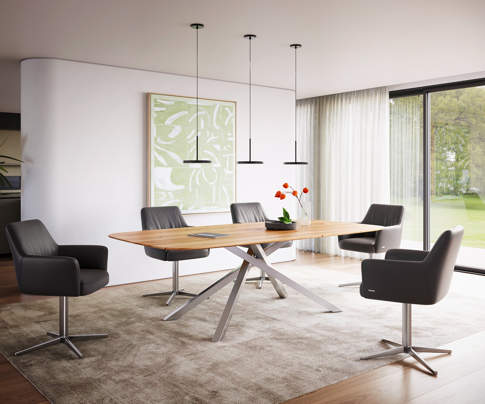 Esstisch Edge Boot 240x120x2,5-3 Eiche Natur Kreuzgestell Rechteck Edelstahl Schweizer Kante 4 Esstisch Edge Boot 240x120x2,5-3 Eiche Natur Kreuzgestell Rechteck Edelstahl Schweizer Kante 4