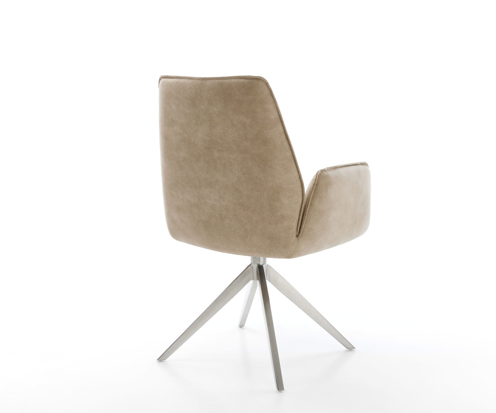 Esszimmerstuhl Zoa-Flex Mikrofaser Beige Vintage Kreuzgestell breit Edelstahl Taschenfederkern 4