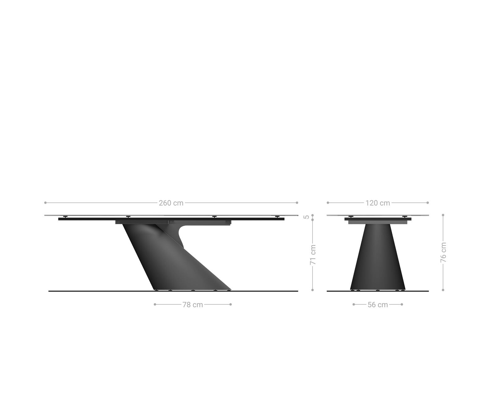 Esstisch Edge Boot 260x120 cm Keramik Minas Melange Weiß-Beige Cono Metallic Silber 8