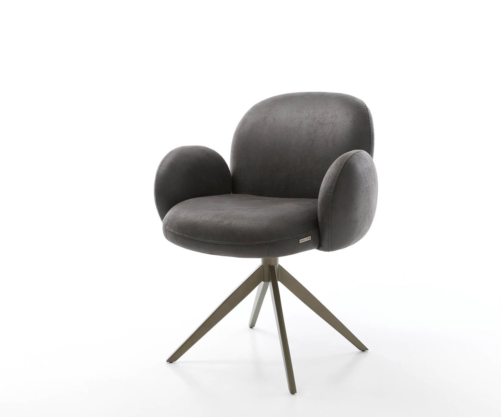 Drehstuhl Nube-Flex mit Armlehnen Mikrofaser Anthrazit Vintage Kreuzgestell breit Effektfinish Titan 360° drehbar Taschenfederkern
