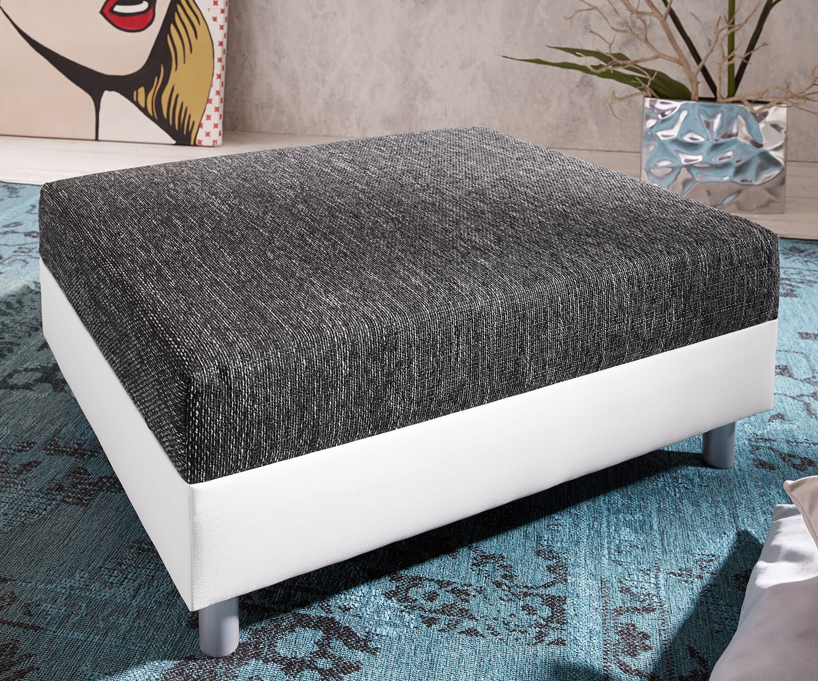 Hocker Clovis B98 x T83 Weiss Schwarz Modul Strukturstoff 1