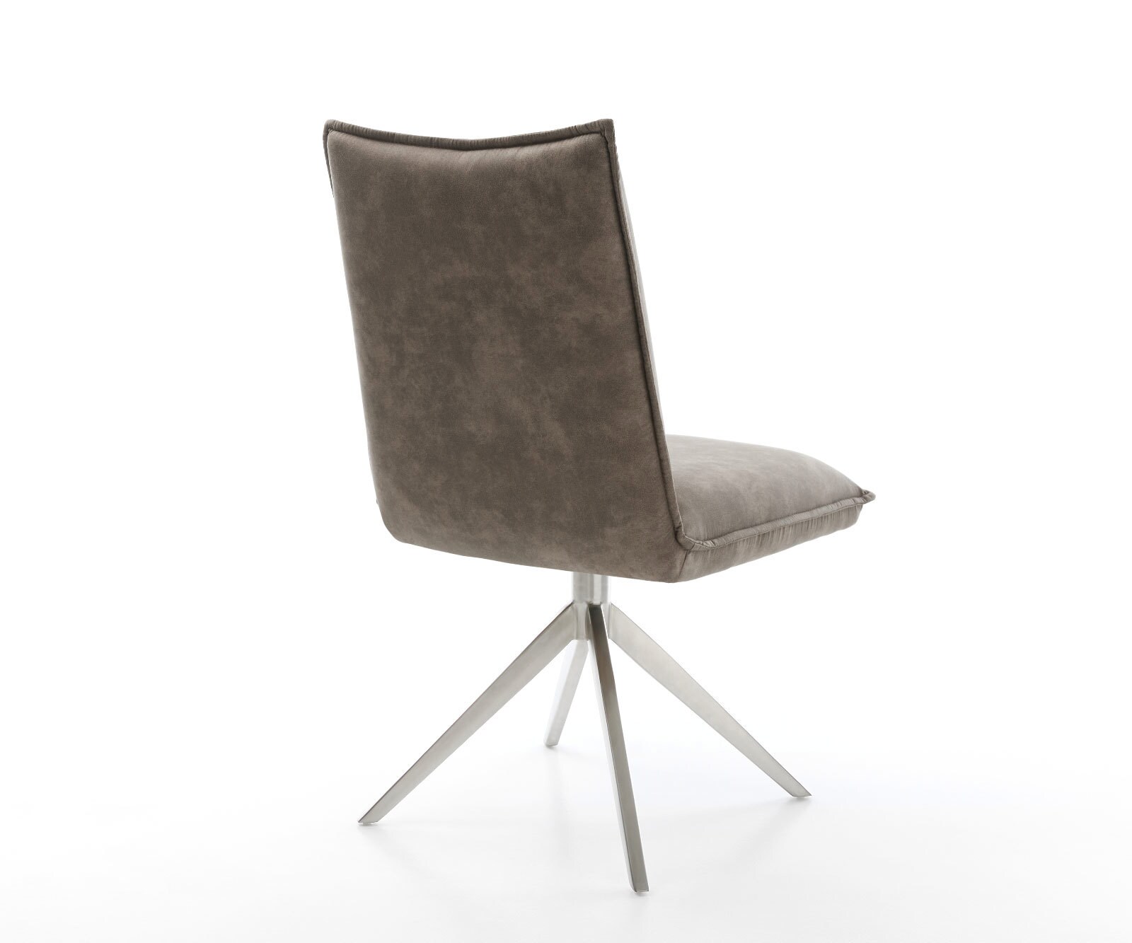 Drehstuhl Lelio-Flex Mikrofaser Taupe Vintage Kreuzgestell breit Edelstahl 360° drehbar Wippfunktion Taschenfederkern 4