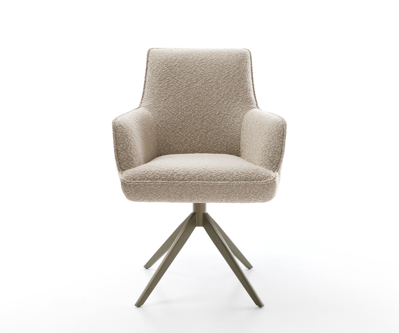 Drehstuhl Heira-Flex mit Armlehnen Bouclé Schlamm Kreuzgestell breit Effektfinish Titan 360° drehbar Wippfunktion Taschenfederkern 1