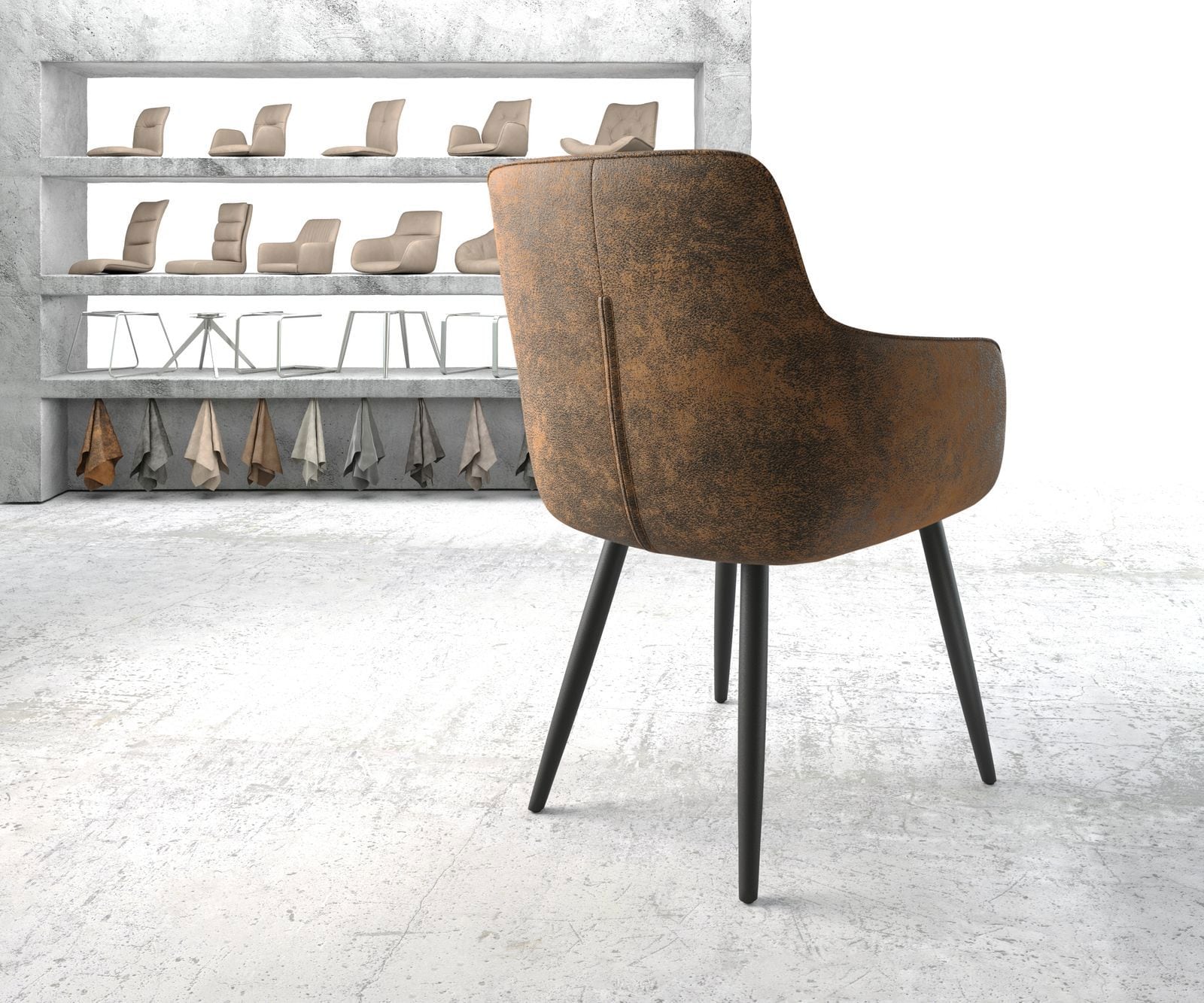 Armlehnstuhl Pejo-Flex Braun Antik 4-Fuß konisch Schwarz 3 Armlehnstuhl Pejo-Flex Braun Antik 4-Fuß konisch Schwarz 3