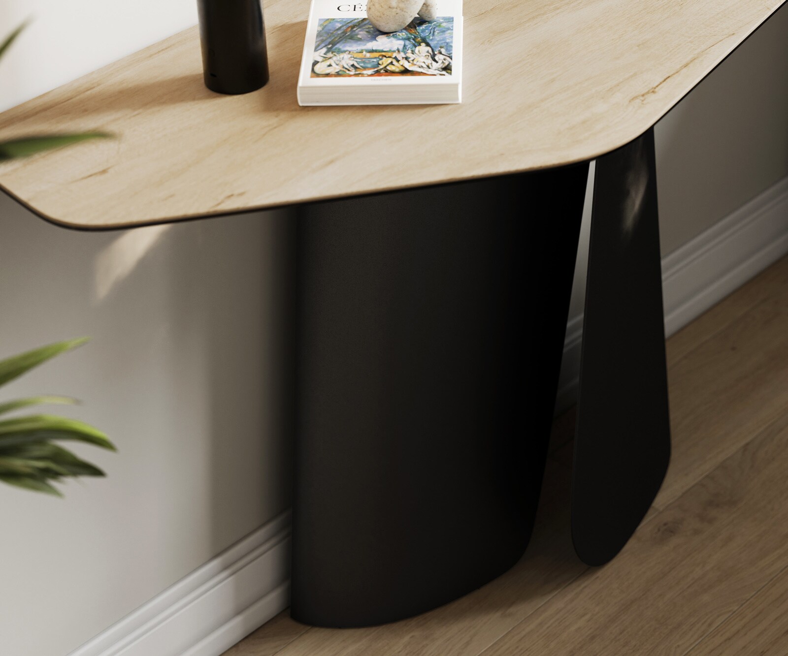 Konsolentisch Edge Polygonal 140x50 cm Keramik Laminam® Sabbia Eichefarbig Livos Metall Schwarz 5