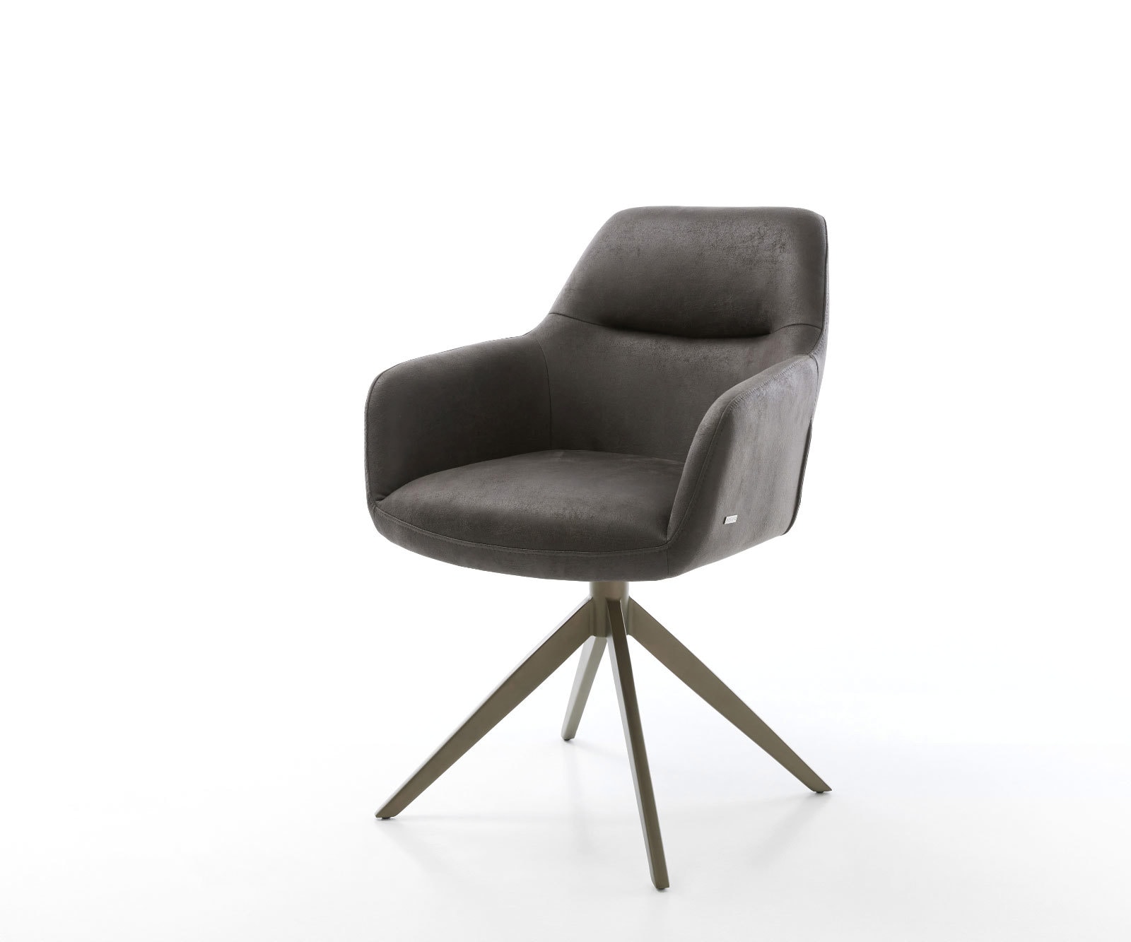 Drehstuhl Pejo-Flex Mikrofaser Anthrazit Vintage Kreuzgestell breit Effektfinish Titan 360° drehbar Wippfunktion Taschenfederkern