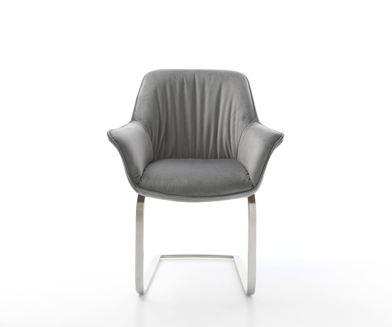 Freischwinger Keila-Flex mit Armlehnen Samt Grau Freischwinger flach Edelstahl 2 Freischwinger Keila-Flex mit Armlehnen Samt Grau Freischwinger flach Edelstahl 2