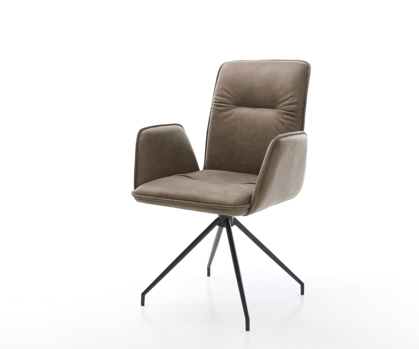 Drehstuhl Vinja-Flex Taupe Vintage Kreuzgestell konisch Schwarz 180° drehbar