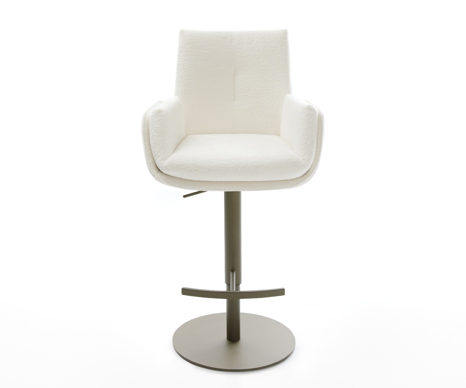 Barstuhl Clea-Flex Bouclé Soft Beige Drehfuß höhenverstellbar Metall Titanfarben 1