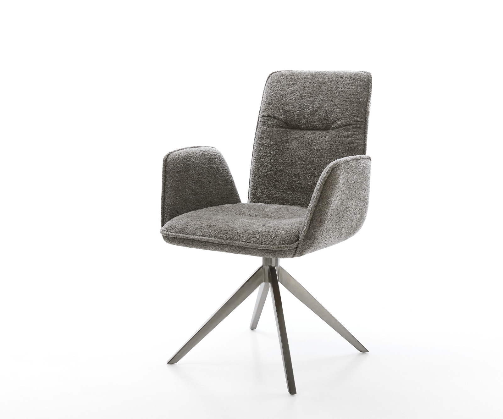 Chaise-pivotante Vinja-Flex bouclé doux couleur boue pied croisé large grafiete pivotement sur 360° fonction bascule